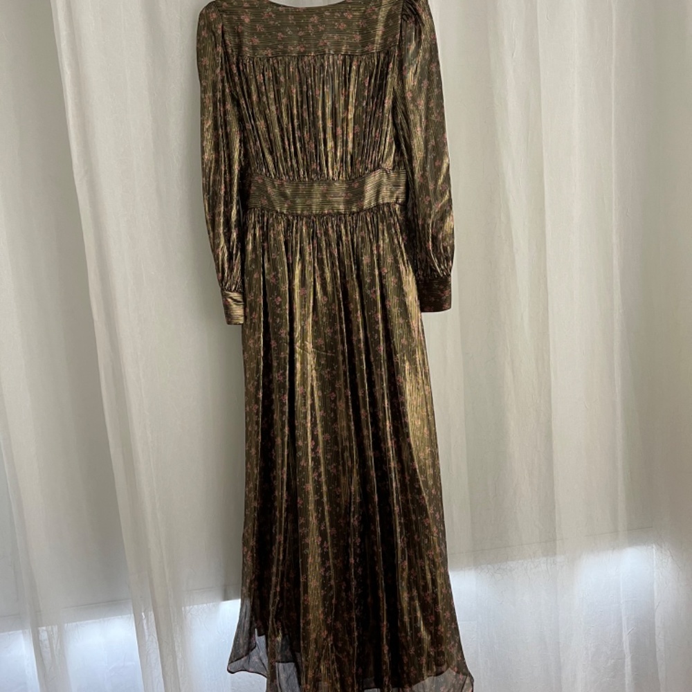 LoveShackFancy Metallic Gold and Black Long Sleeve Maxi Dress - Picture 8 of 12